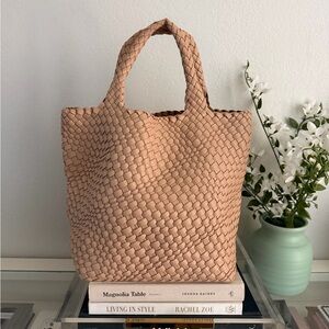 Cute Tan Woven Tote Bag